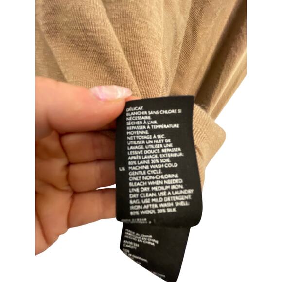 COS Neutral Brown Wool Classy Oversized Dramatic Sleeve Fitted Sweater Preppy - Picture 2 of 4